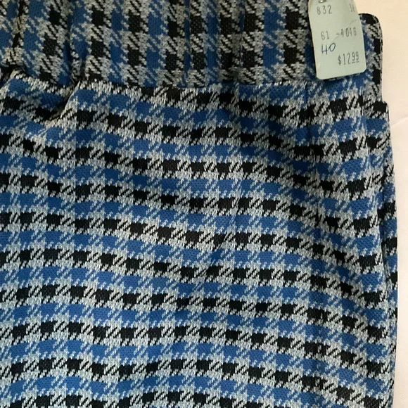 “VINTAGE” Eaton’s new old stock groovy blue checkered wide leg cuffed pants. - Picture 3 of 12